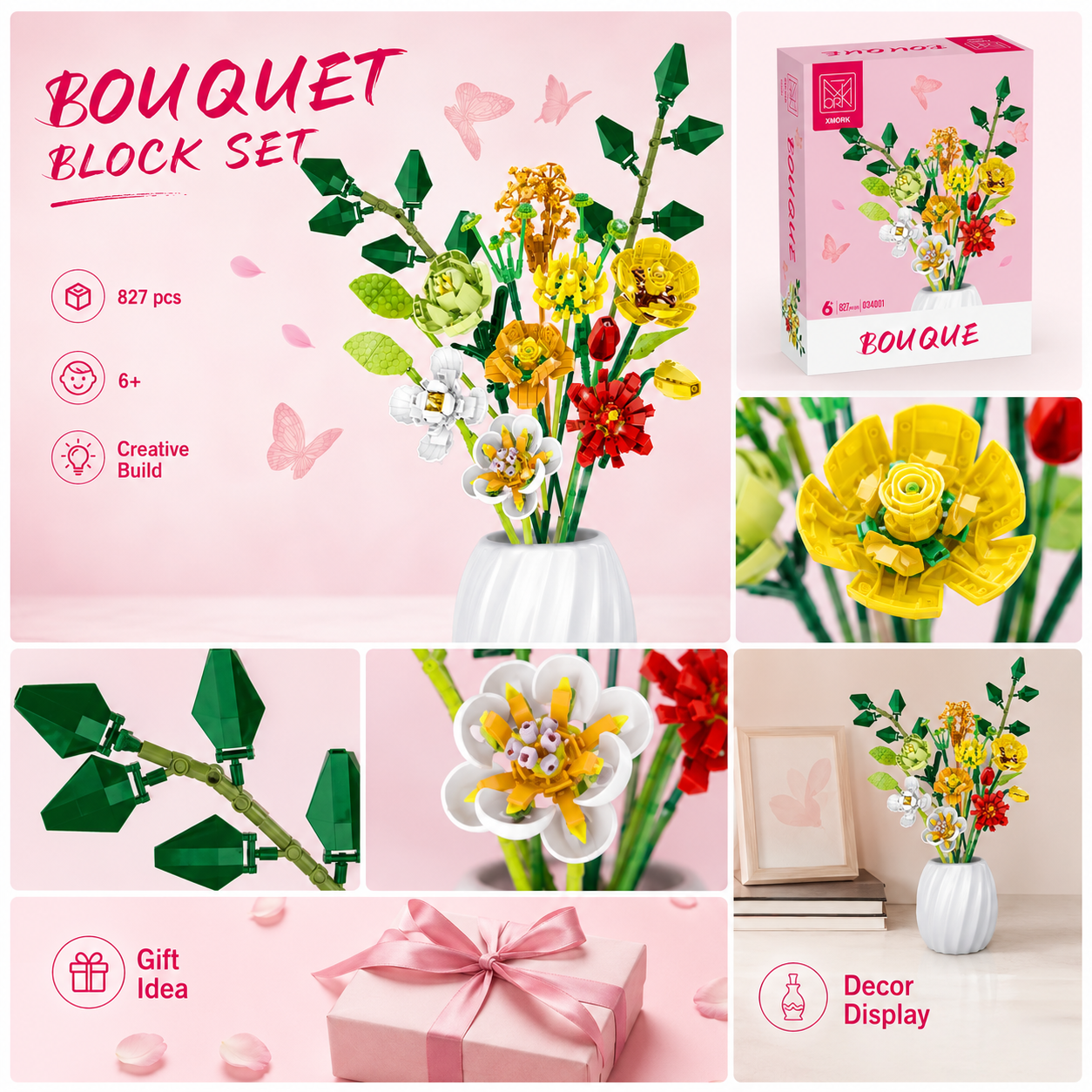 Bouquet Flower Building Blocks - Home Decor Kit avaliação e preço