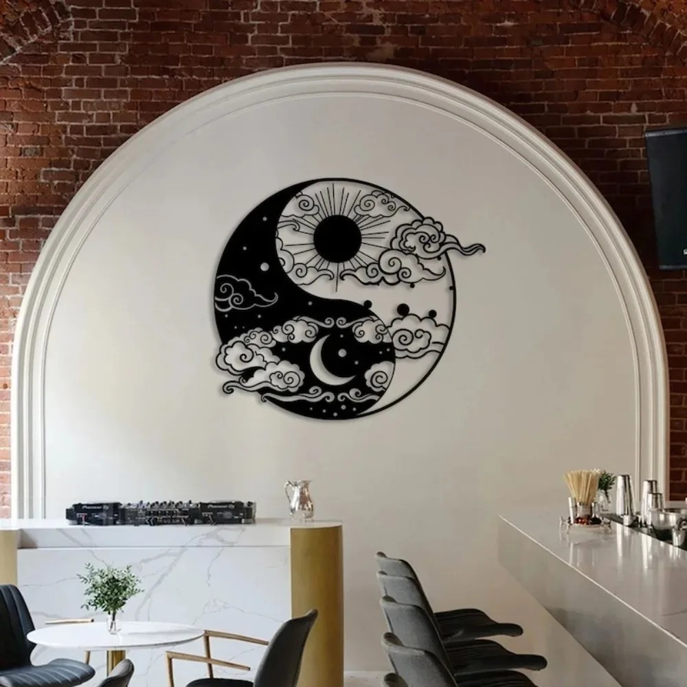 Yin Yang Sun Moon Metal Wall A - Home Decor Yoga avaliação e preço