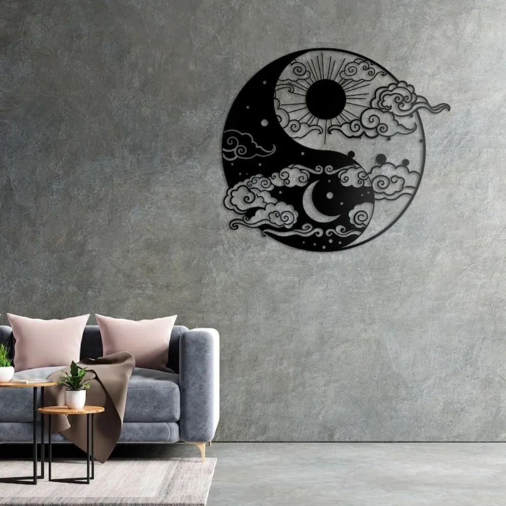 Yin Yang Sun Moon Metal Wall A - Home Decor Yoga avaliação e preço