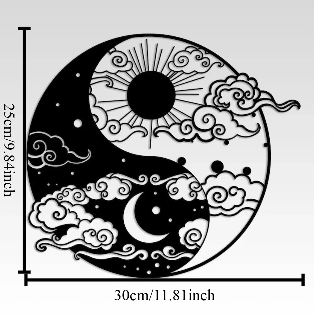 Yin Yang Sun Moon Metal Wall A - Home Decor Yoga avaliação e preço