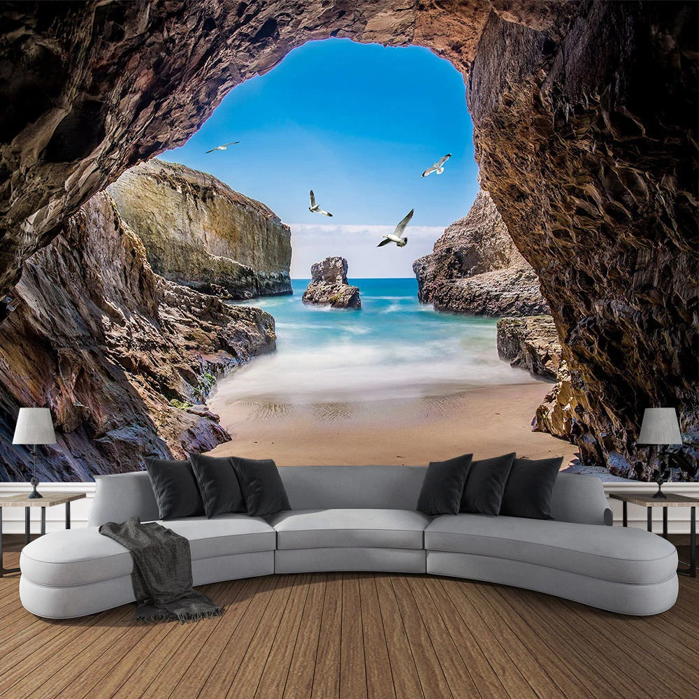 Mountain Cave Landscape Tapest - Home Decor Yoga avaliação e preço