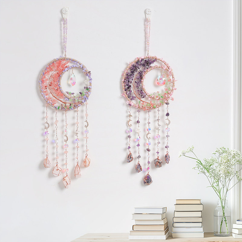 Crystal Purple Amethyst Quartz - Boho Wind Chimes avaliação e preço