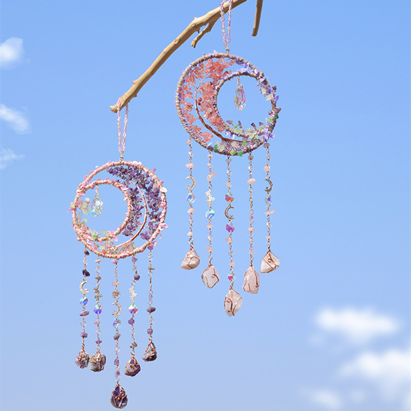 Crystal Purple Amethyst Quartz - Boho Wind Chimes avaliação e preço