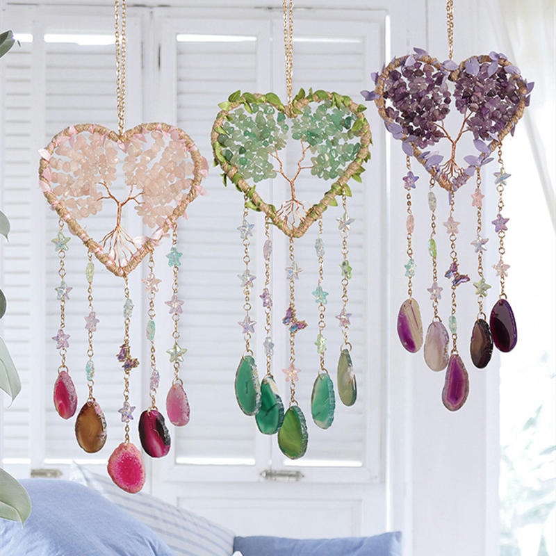 Crystal Purple Amethyst Quartz - Boho Wind Chimes avaliação e preço