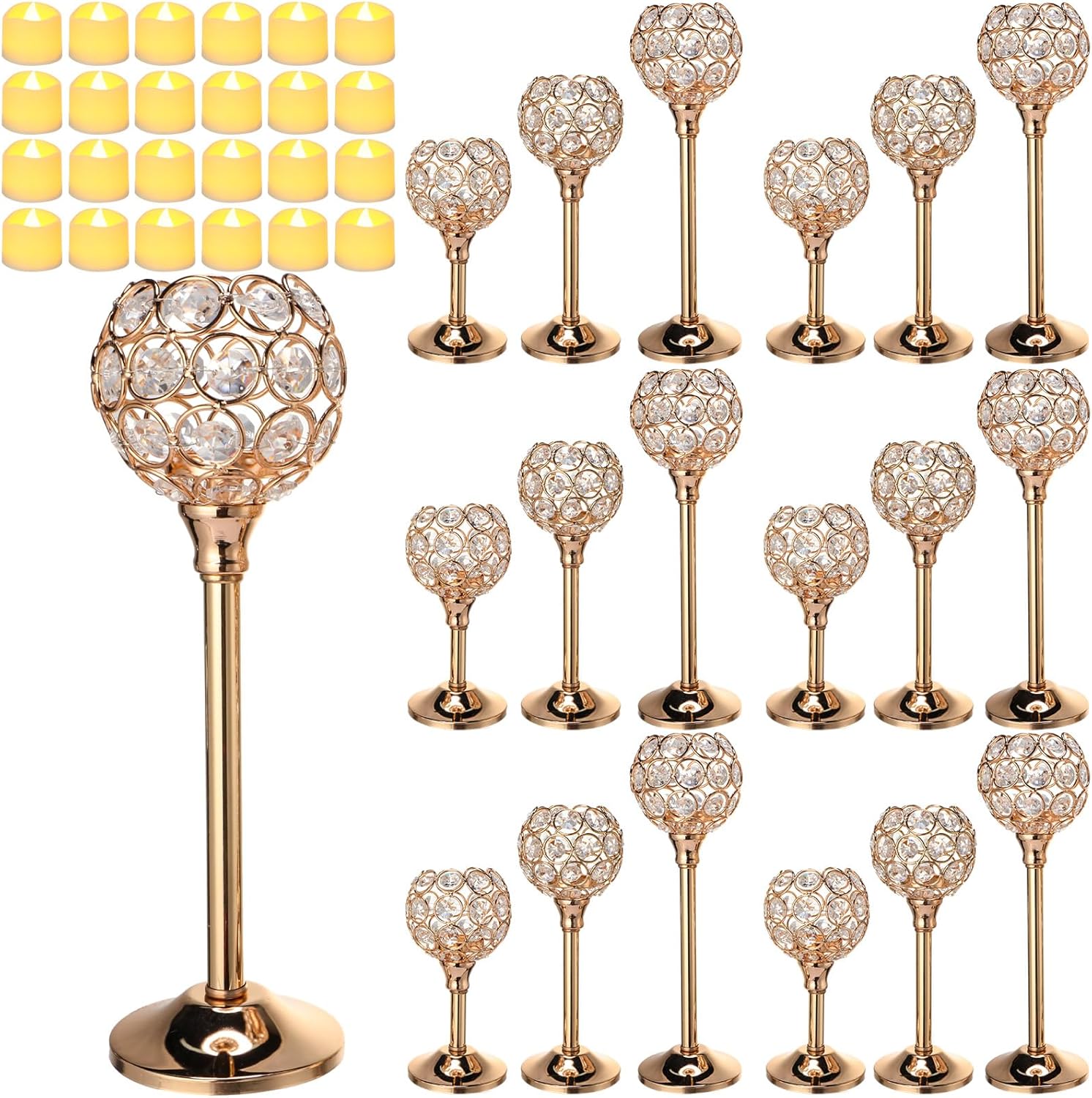 42 Pcs Crystal Candle Holders  - Home Decor Gold avaliação e preço