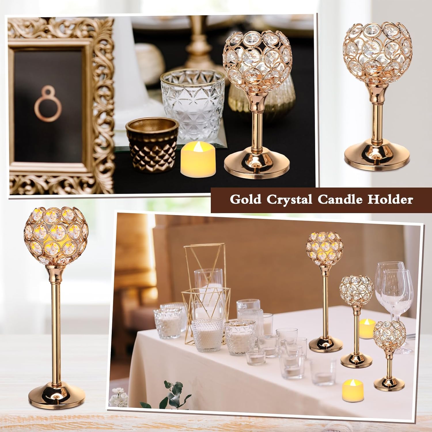 42 Pcs Crystal Candle Holders  - Home Decor Gold avaliação e preço