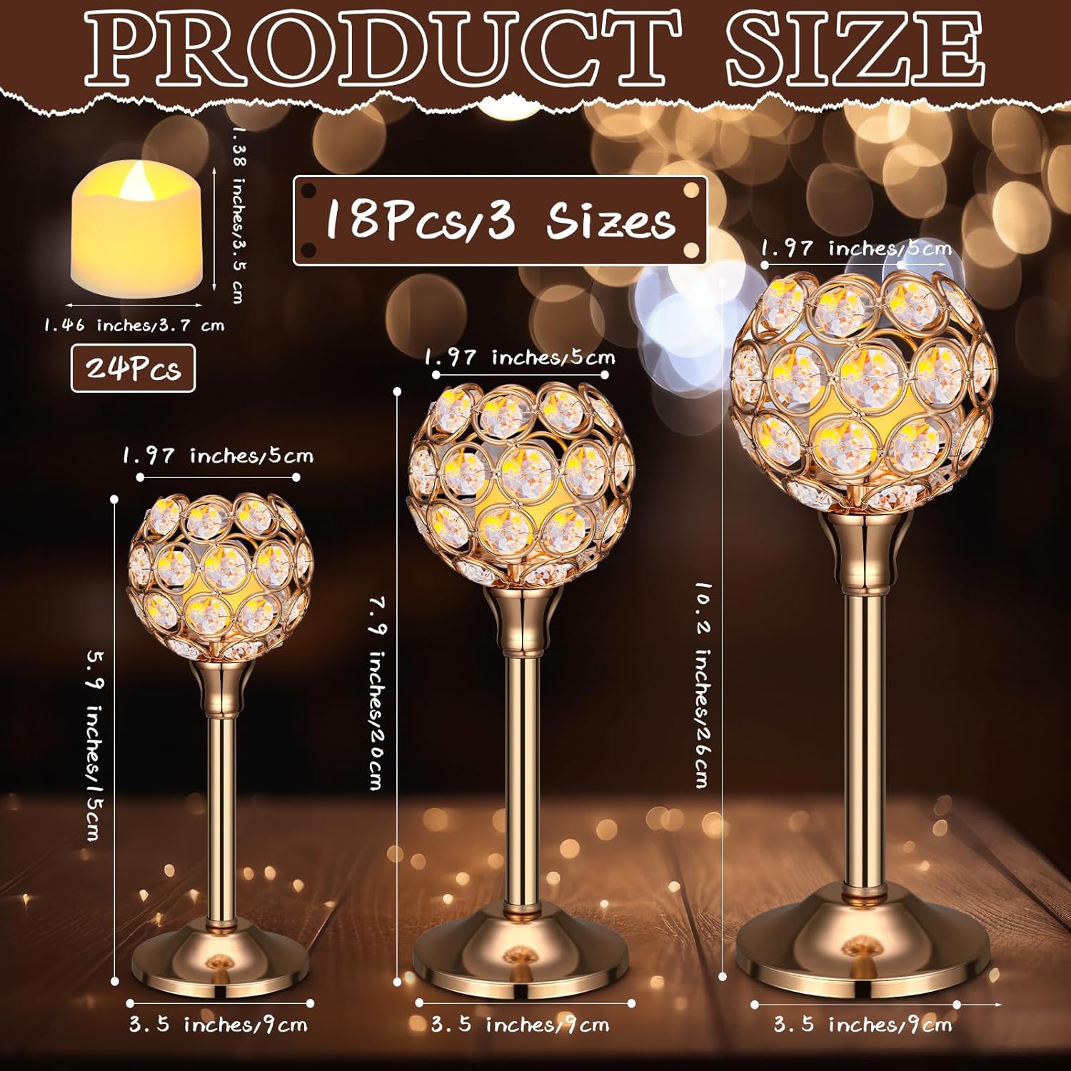 42 Pcs Crystal Candle Holders  - Home Decor Gold avaliação e preço