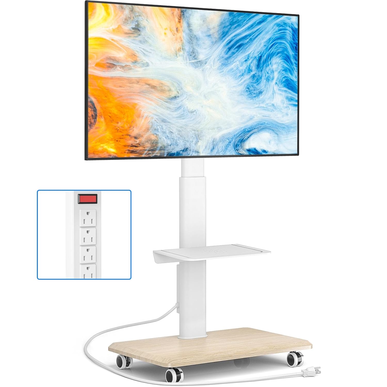 Sleek Rolling TV Stand With Po - Home Decor On Wheels avaliação e preço