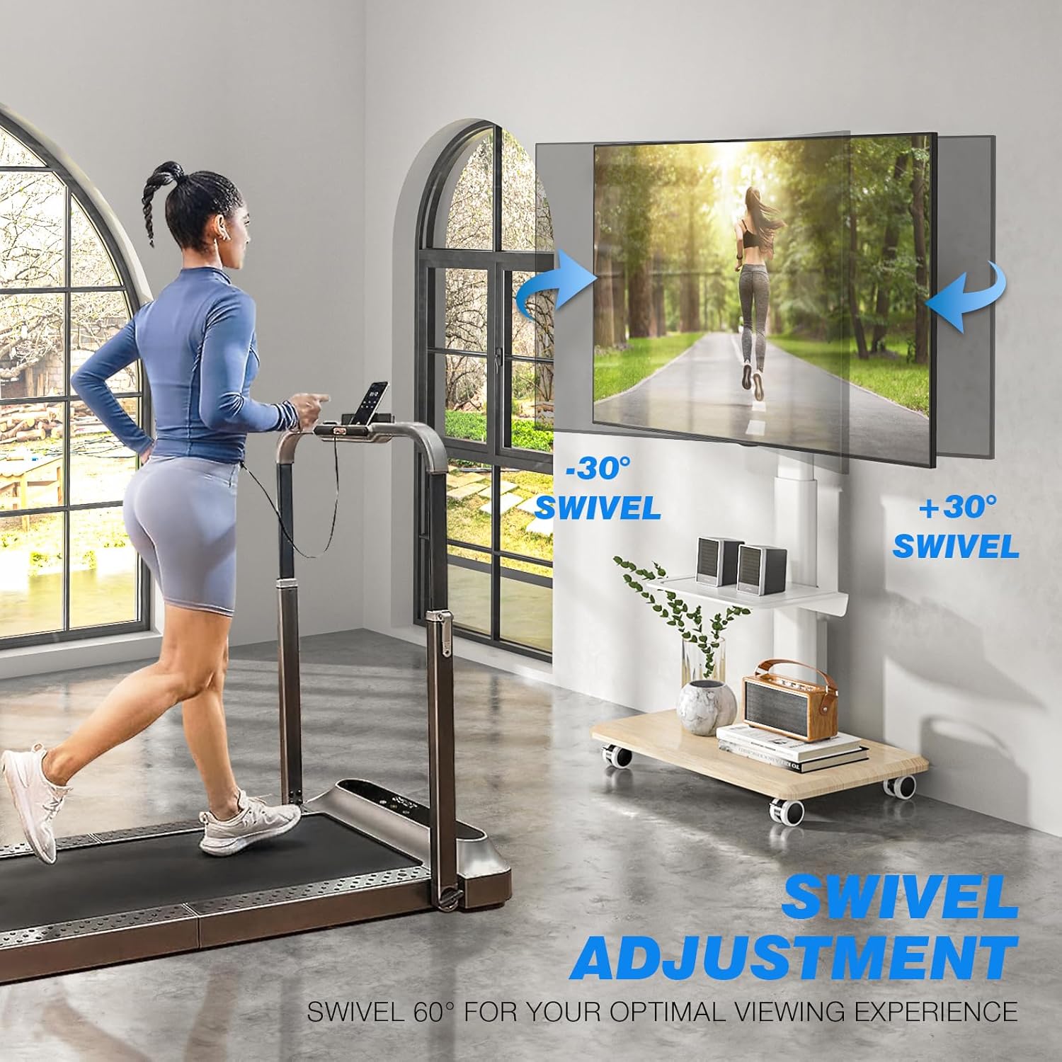 Sleek Rolling TV Stand With Po - Home Decor On Wheels avaliação e preço