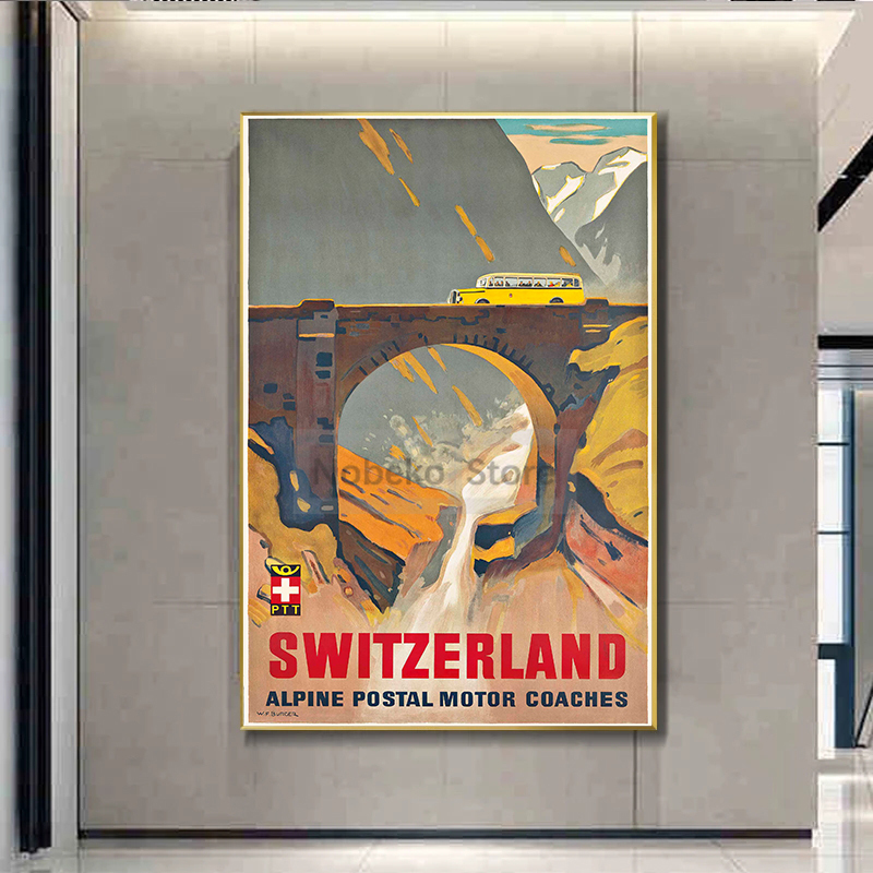 Switzerland Vintage Travel Pos - Home Decor Zurich avaliação e preço