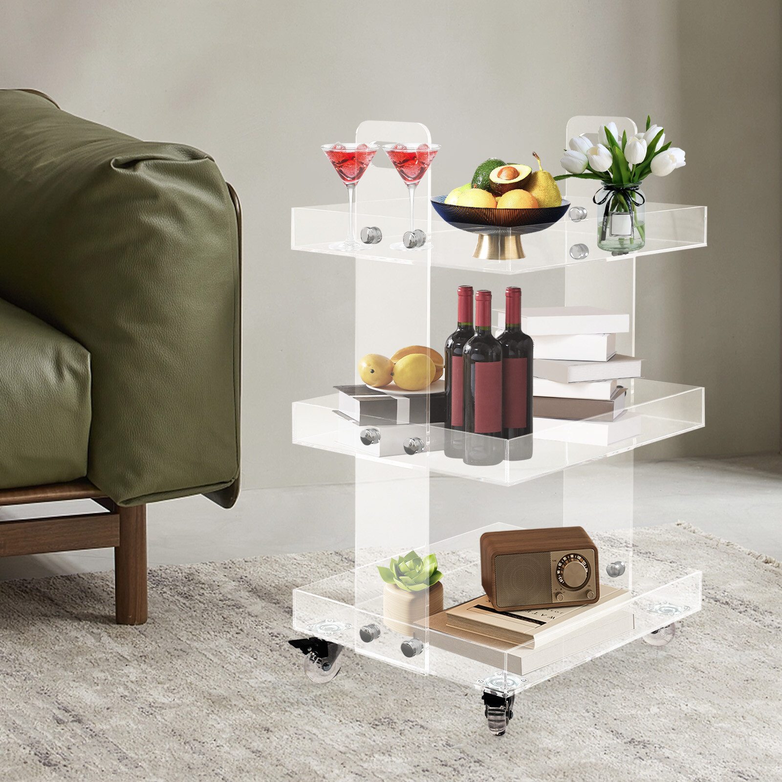 3-Tier Clear Acrylic Storage C - Home Decor On Wheels avaliação e preço