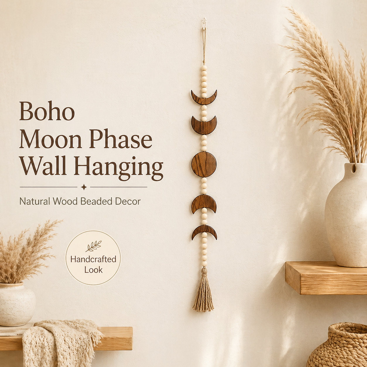 Boho Moon Phase Wall Hanging W - Boho Wind Chimes avaliação e preço