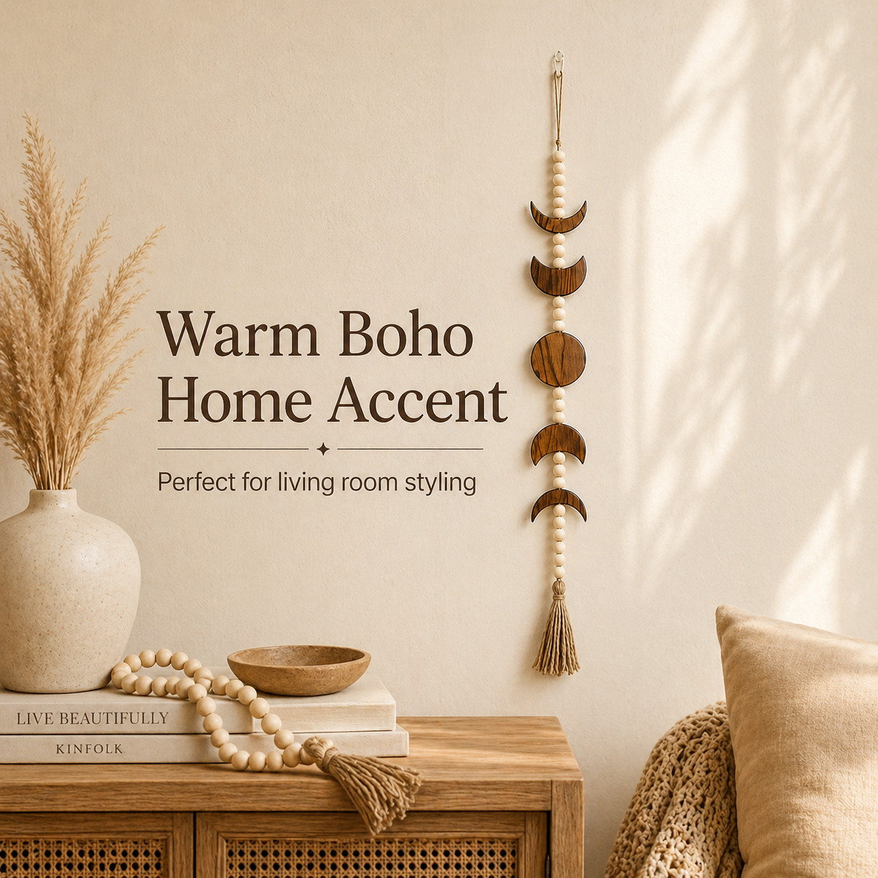 Boho Moon Phase Wall Hanging W - Boho Wind Chimes avaliação e preço