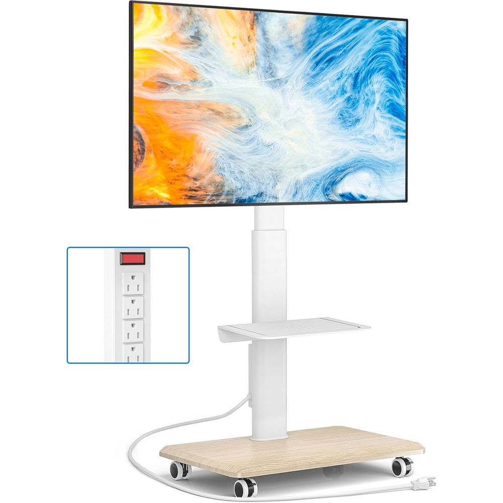 Sleek Rolling TV Stand with Po - Home Decor On Wheels avaliação e preço